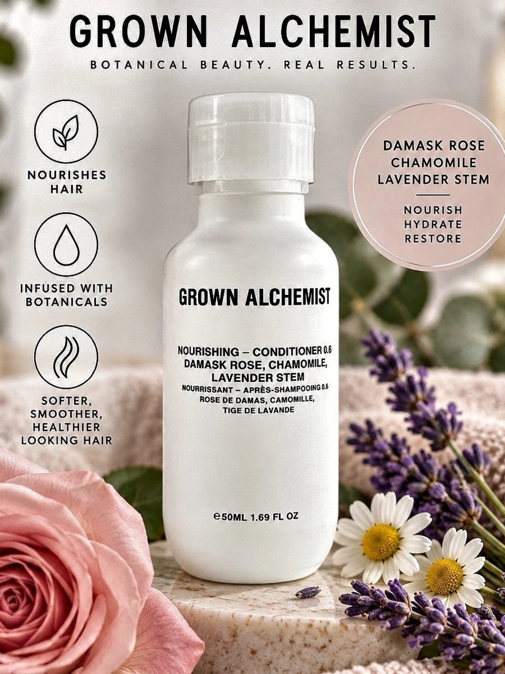 Grown Alchemist Nourishing Conditioner 0.6: Damask Rose, Chamomile, Lavender